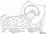 Sleeping Boy Bed Little His Drawing Small Stock Vector Getdrawings Pic sketch template