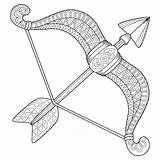 Premium Bow Arrow Coloring Sagittarius Arrows Zodiac Silhouette Vector Sign Adult Background Book sketch template