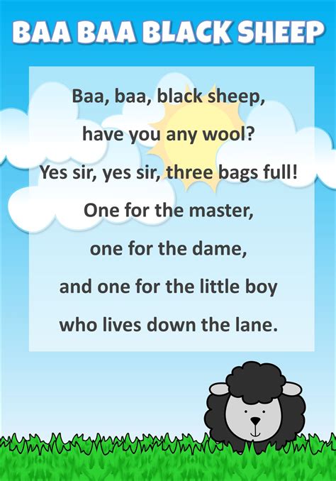 learn  popular nursery rhyme baa baa black sheep   child