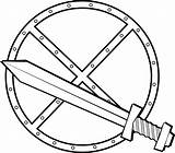 Shield Sword Clip Round Clker Svg sketch template