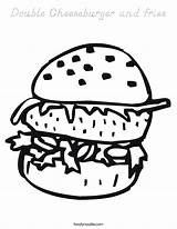 Cheeseburger Double Fries Coloring Built California Usa sketch template