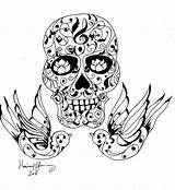 Skull Sugar Tattoo Coloring Pages Designs Tattoos Skulls Bird Deviantart Drawing Skeleton Drawings Girl Idea Tribal Would But Nail Collect sketch template