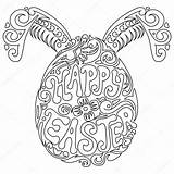 Easter Coloring Pages Egg Printable Zentangle Adult Print Adults Colouring Happy Bunny Drawn Hand Stock Choose Board Doodle Depositphotos sketch template