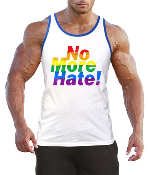 men s rainbow no more hate kt t1 white tank top bl gay lesbian lgbt