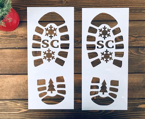 stencil reusable santa boot stencil santa shoe print etsy