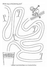 Maze Ski Winter Kids Crafts Olympic Olympics Sports Coloring Pages Puzzles Printables Worksheet Preschool Recipes Mazes Games Will Activities Activityvillage sketch template