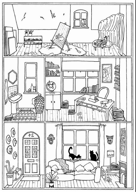 bundle   colouring pages house interiors instant  print