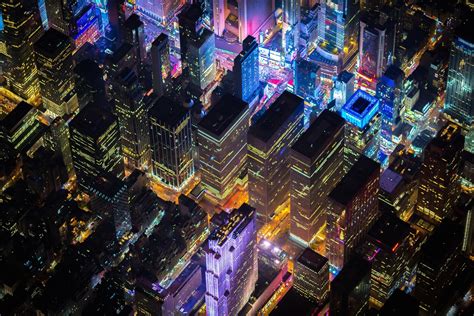 york city times square usa night city aerial view hd