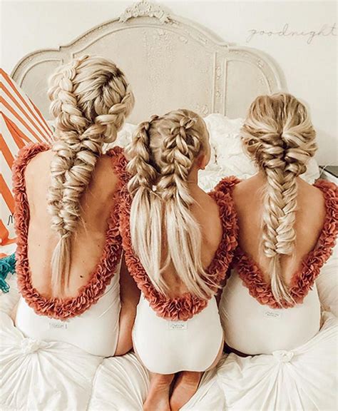 mommy and me daughters sisters matching braids blonde wedding hair