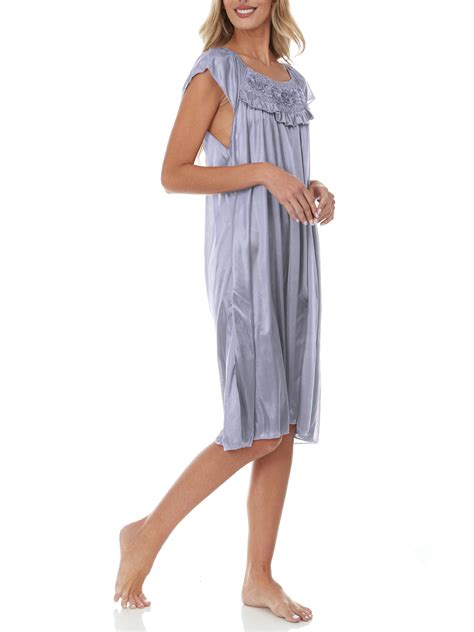 ezi women s satin silk ruffle nightgown ebay