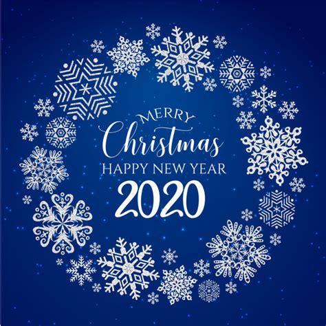 white and blue merry christmas and happy new year 2020