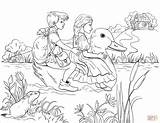 Gretel Hansel Coloring Lake Pages Crossing Duck Back Printable Dot sketch template