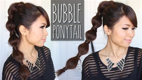 bubble ponytail hairstyle medium  long hair tutorial youtube
