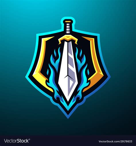 sword mascot logo desain royalty  vector image