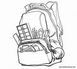 School Coloring Supplies Pages Bag Printable Kids Adults Color sketch template