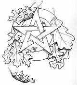 Coloring Pages Pagan Pentagram Wiccan Pentacle Drawing Yule Adults Adult Printable Celtic Leaf Tattoo Color Witch Oak Book Getcolorings Getdrawings sketch template