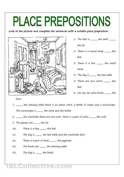 spanish preposition worksheets  ensenanza