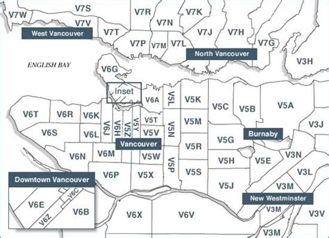 vancouver zip code map map  vancouver zip code british columbia canada