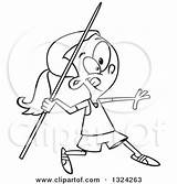 Javelin Cartoon Girl Clipart Throwing Track Field Illustration Outline Toonaday Royalty Lineart Vector sketch template