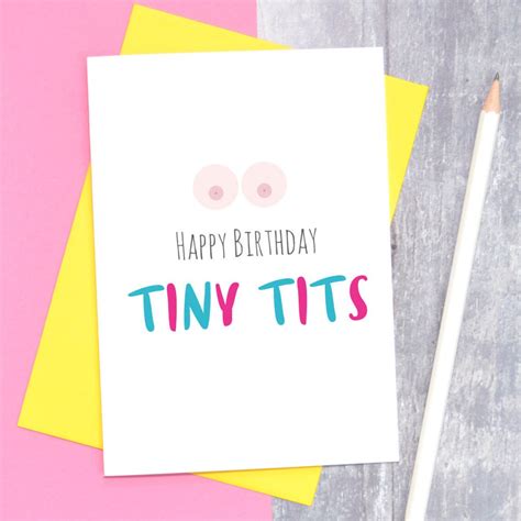 Happy Birthday Tiny Tits Card Small Boobs Birthday Card Etsy