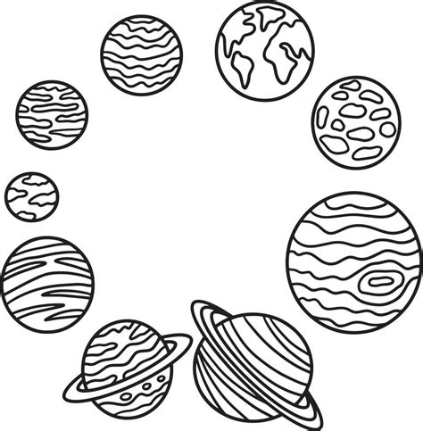 solar system isolated coloring page  kids  vector art