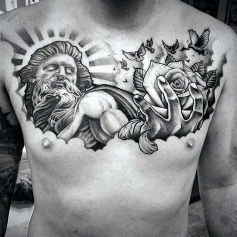 Religious Guys Shaded Nice Upper Chest Tattoo Designs Tattoos