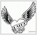 Coloring Wings Heart Pages Popular sketch template