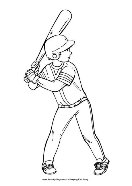 baseball boy colouring page