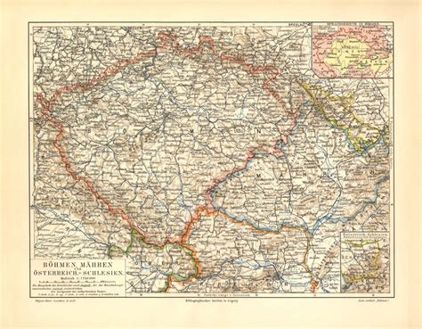 boehmen maehren schlesien historische landkarte lithographie ca