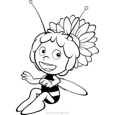maya  bee   flower coloring pages xcoloringscom
