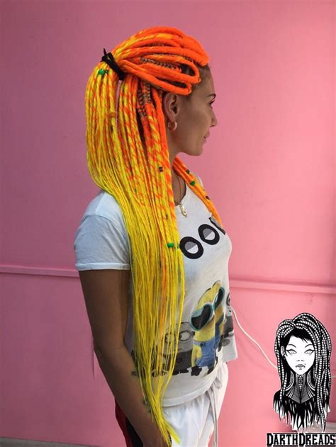 Orange Red To Yellow Synthetic Dreads Classic Dreadlocks Full Etsy