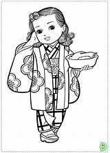 Coloring Japanese Dinokids Pages Girl Girls Close Print Coloringdolls sketch template