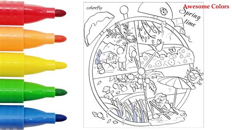 seasons   year coloring pages  kids awesome colors youtube