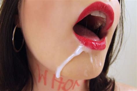 red lipstick blowjob cum in mouth