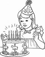 Birthday Coloring Happy Pages Printable Kids Girls sketch template