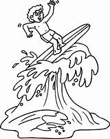 Coloring Pages Summer Kids Surfing Beach Printable Sheet sketch template