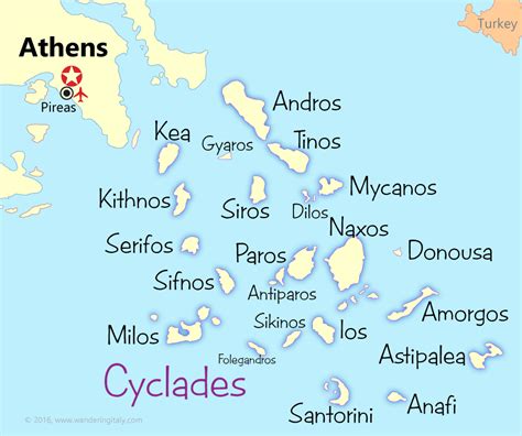 cyclades map  guide greek islands mapping europe