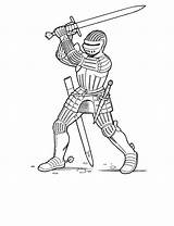 Medieval Soldier Drawing Coloring Knight Pages Gif sketch template