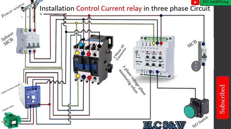 installation control current relay   phase circuit wiring diagram youtube