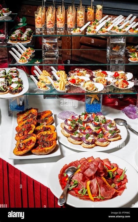 variety  arranged party finger food cold buffet stock photo alamy