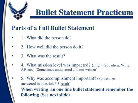 bullet statement practicum powerpoint  id