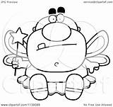 Tooth Fairy Sitting Male Clipart Coloring Cartoon Outlined Vector Thoman Cory Royalty sketch template