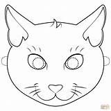Mask Cat Coloring Pages Printable Cats Halloween Masks Da Animal Kitty Drawing sketch template