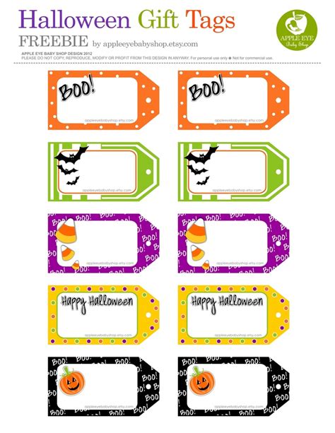 halloween gift tags  pumpkins bats  polka dotes