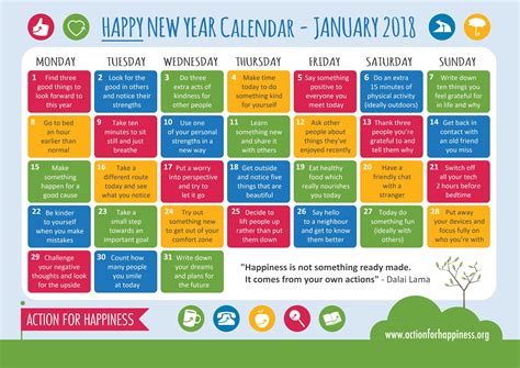 created  kindness calendar health tips