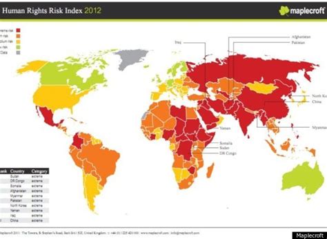 human rights index 2012 maplecroft analyzes human rights