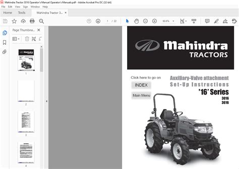 mahindra tractorseries   auxiliarv valve attachment operators manual