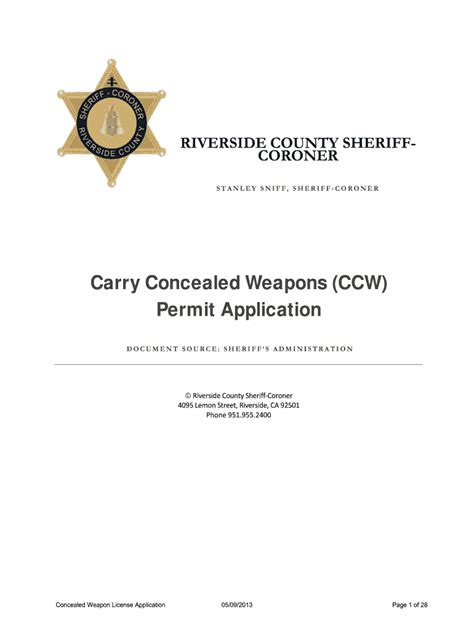 Riverside County Ccw Permit Application Fill Out And