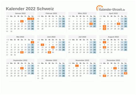 feiertage  schweiz kalender uebersicht