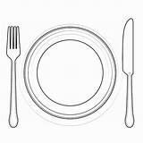 Plate Coloring Clipart Template Spoon Fork sketch template